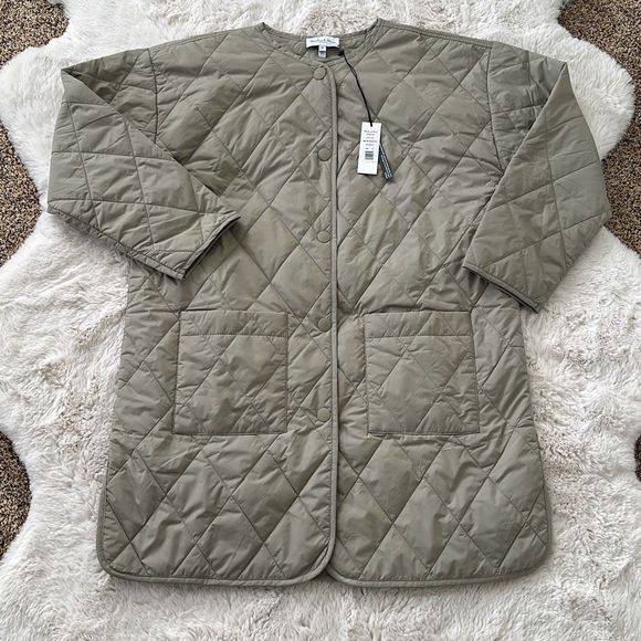 Michael Stars Sonnet Snap-Front Quilted Coat Light Olive Size 1X - Picture 6 of 11